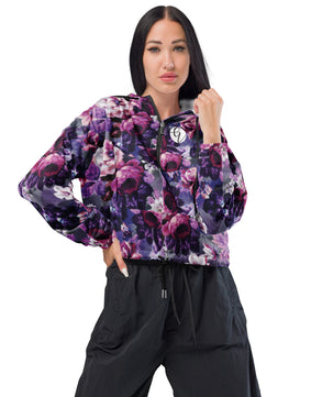 Purple floral cropped windbreaker