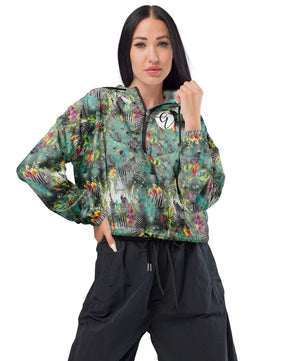 Multicoloured poplin cropped windbreaker