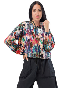 Multicoloured cropped windbreaker