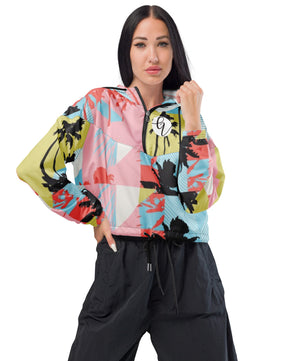 Beach floral cropped windbreaker