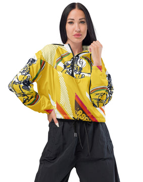 Yellow floral cropped windbreaker