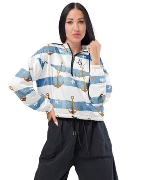 Anchor stripes cropped windbreaker