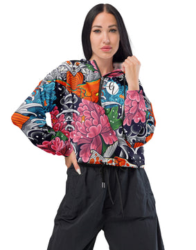 Koi fish cropped windbreaker