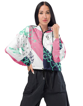 Pink garden cropped windbreaker