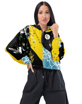 Yellow garden cropped windbreaker