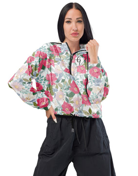 Peach floral cropped windbreaker