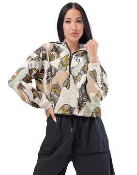 Feather floral  cropped windbreaker