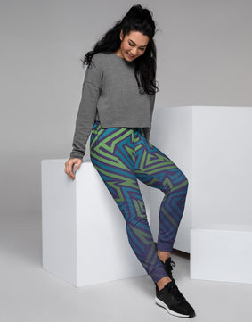 Blue green lined Women's Joggers