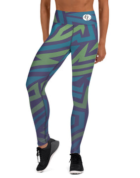 Blue green lined Yoga Leggings