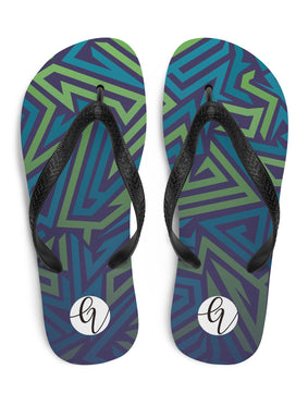 Blue green lined Flip-Flops