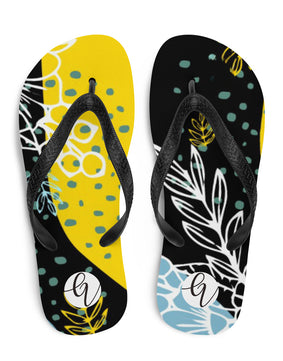 Yellow floral Flip-Flops