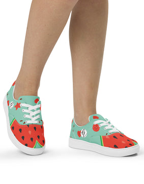 Watermelon hearted Women’s lace-up canvas shoes