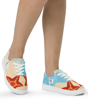 Sea starfish Women’s lace-up canvas shoes