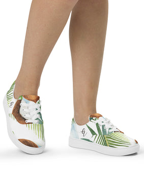 Coconut floral Women’s lace-up canvas shoes