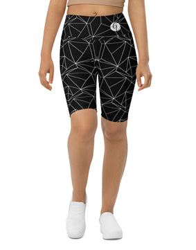 Black and white abstract Biker Shorts