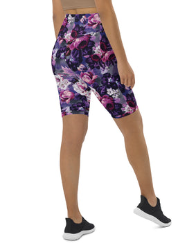 Purple floral Biker Shorts