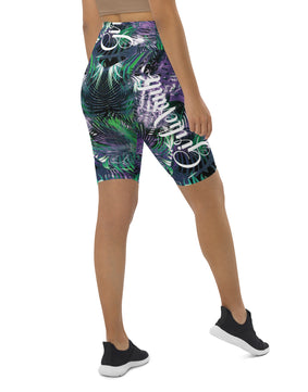 Purple green fern Biker Shorts