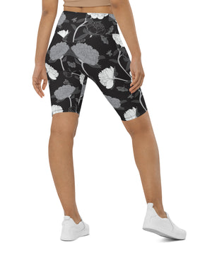 Viscose black fabric leaves Biker Shorts