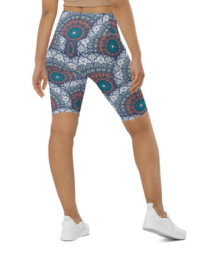 Mandala-Print Biker Shorts