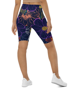 Navy Floral Biker Shorts