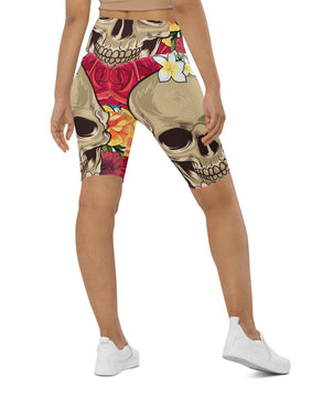 Skeletal Flower Biker Shorts