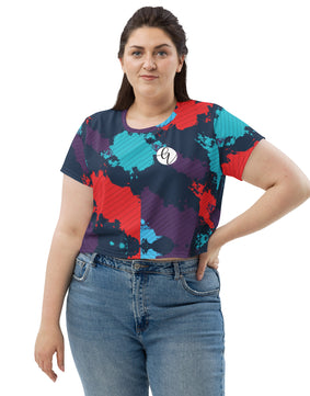 Geo wave All-Over Print Crop Tee - Girlie Vault