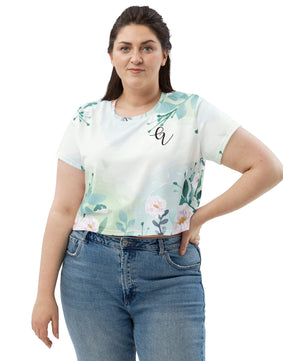 Floral Fleece Throw All-Over Print Crop Tee