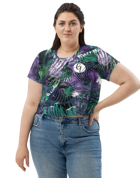 Purple green fern All-Over Print Crop Tee