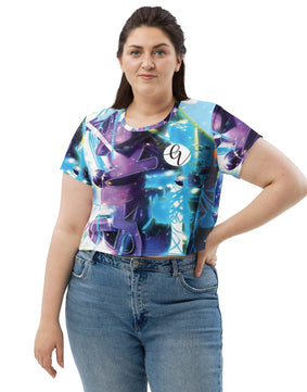 Purple spark All-Over Print Crop Tee