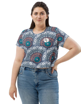 Mandala-Print All-Over Print Crop Tee