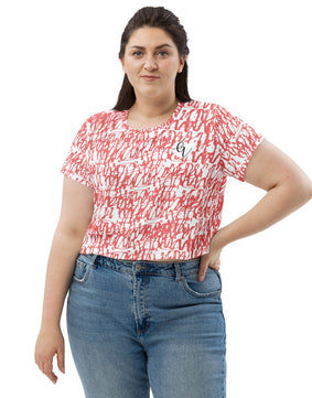 Red white vintage All-Over Print Crop Tee