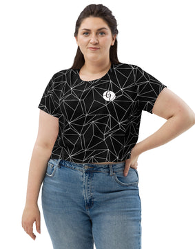 Black and white abstract All-Over Print Crop Tee