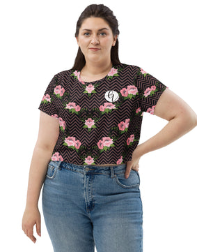 Pink Rose Apparel All-Over Print Crop Tee