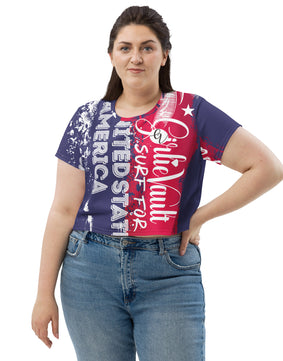 Purple Red Sports All-Over Print Crop Tee