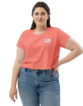 Peach colored All-Over Print Crop Tee