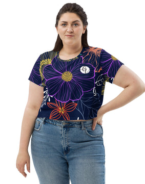 Navy Floral All-Over Print Crop Tee