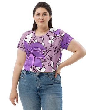 Lotus-Flower All-Over Print Crop Tee