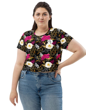 Black timber girl All-Over Print Crop Tee