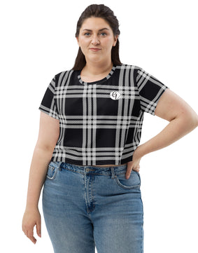 Black plaid All-Over Print Crop Tee