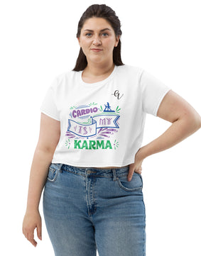 Cardio is my karma All-Over Print Crop Tee