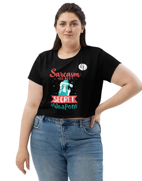 Sarcasm All-Over Print Crop Tee