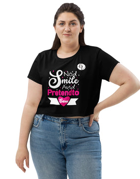 Nod smile and pretendo All-Over Print Crop Tee