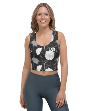 viscose black fabric leaves Crop Top