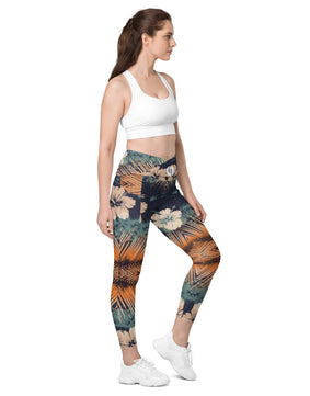 Faded color Crossover leggings with pockets