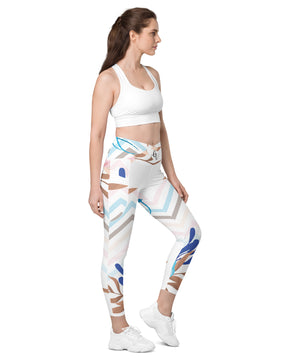 Multi leaves Crossover leggings with pockets