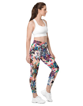 Multi colored Crossover leggings with pockets