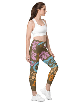 Brown summers Crossover leggings with pockets