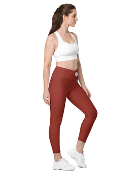 Brown colored Crossover leggings with pockets