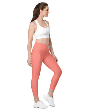 Peach colored Crossover leggings with pockets