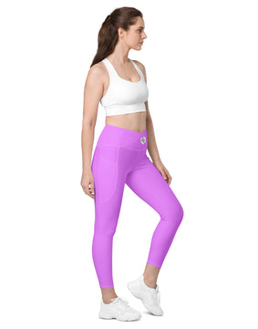 Purple colored Crossover leggings with pockets